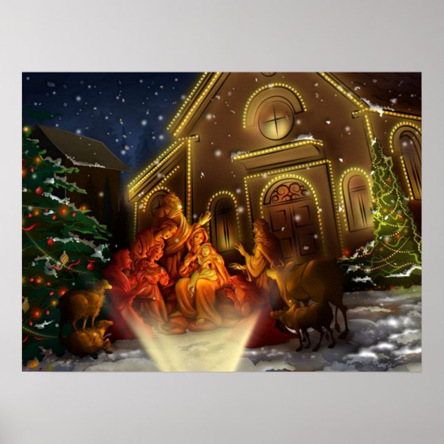 Poster Nativité et Eglise - La naissance du Christ (Devant)