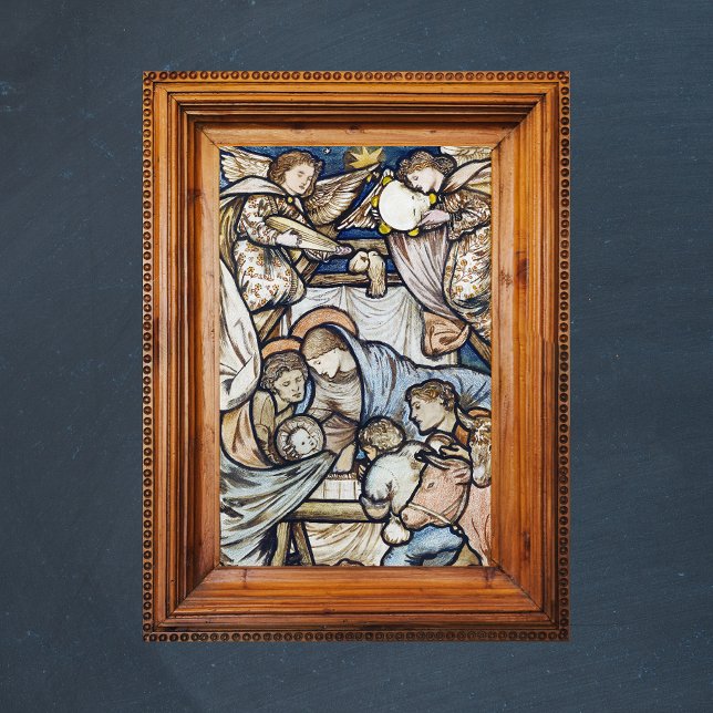 Poster Nativité religieuse chrétienne de Noël Burne-Jones (Religious Christian Catholic Christmas Nativity Scene by Burne-Jones Poster Zoom)