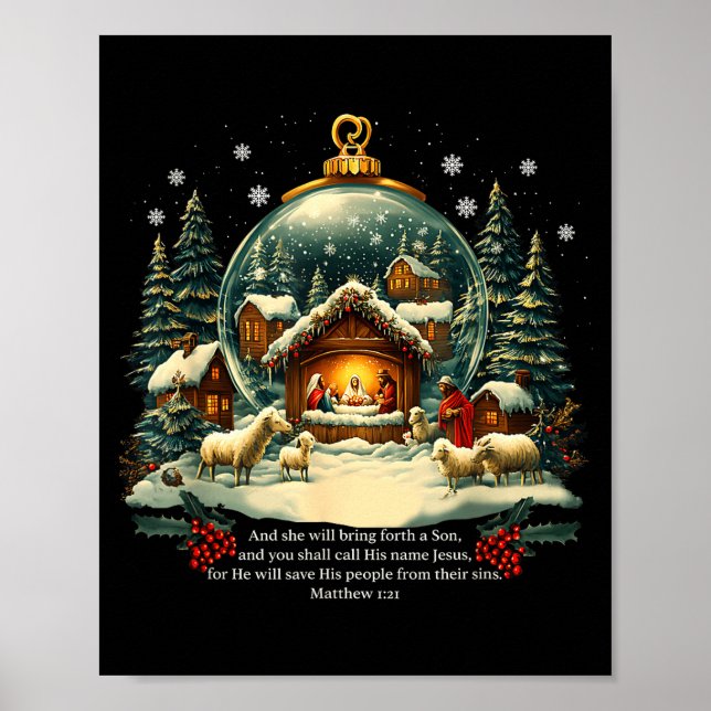 Poster Nativity Ornament Christmas Scene Matthew 1_21  (Devant)