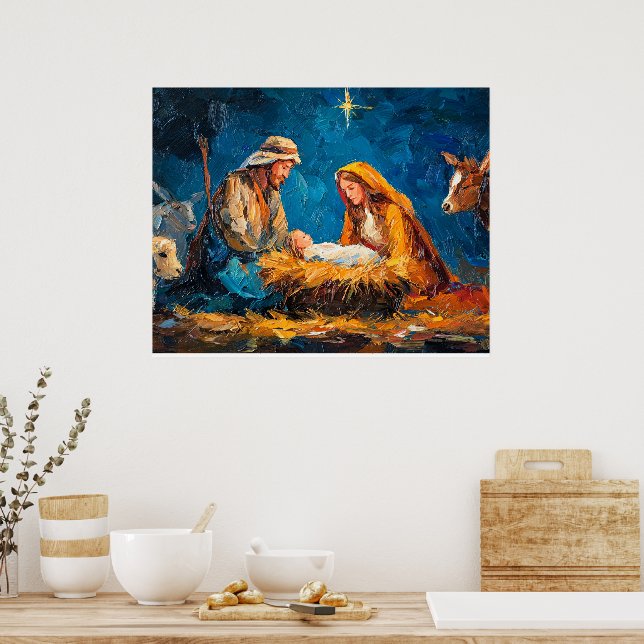 Poster Nativity Scene, beautiful illustration, (Cuisine)