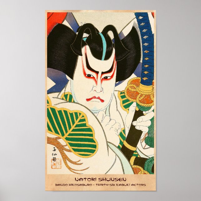Poster Natori Shunsen Bando Hikosaburo Trente-six Kabuki (Devant)