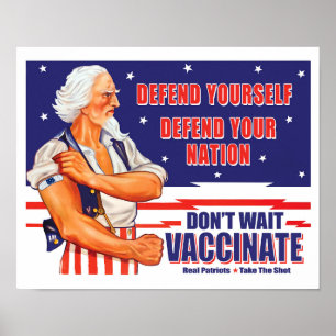 Poster N'attendez pas le vaccin Oncle Sam Retro Prenez le