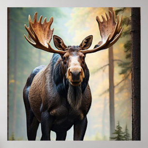 Poster *~* Nature AP49 MOOSE Woods Forest Climb Mountain