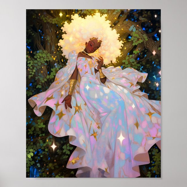 Poster Nature Déesse Imaginaire afro-américain Art (Devant)