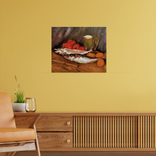 Poster Nature morte aux maquereaux, citrons, tomates,