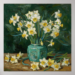 Poster Nature morte avec jonquilles d'après Van Gogh
