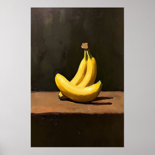 Poster Nature morte de banane peinture à l'huile vintage,