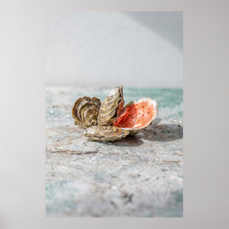 Poster Nature morte de coquilles d'huîtres dans des neutr