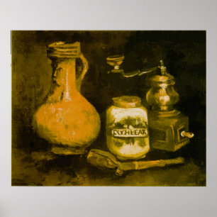 Poster Nature morte de Van Gogh avec moulin à café, pipe