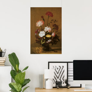 Poster Nature morte florale Fleurs dans un vase, baroque 