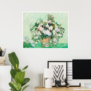 Poster Nature morte Roses dans un vase par Vincent van Go