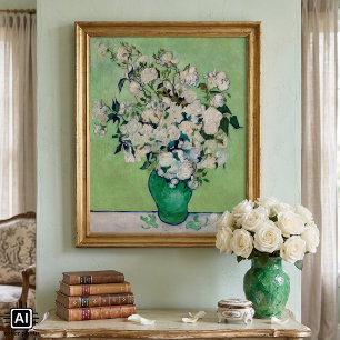 Poster Nature morte Roses dans un vase par Vincent van Go