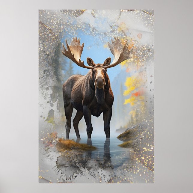 Poster *~* Nature Stream AP49 MOOSE Artsy Forest Parties  (Devant)