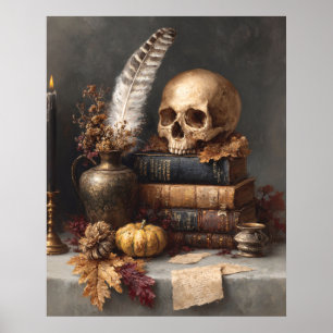 Poster Natures mortes de l'Académie obscure avec crâne