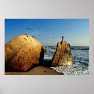 Poster Naufrage sur la plage, Skeleton Coast, Namibie