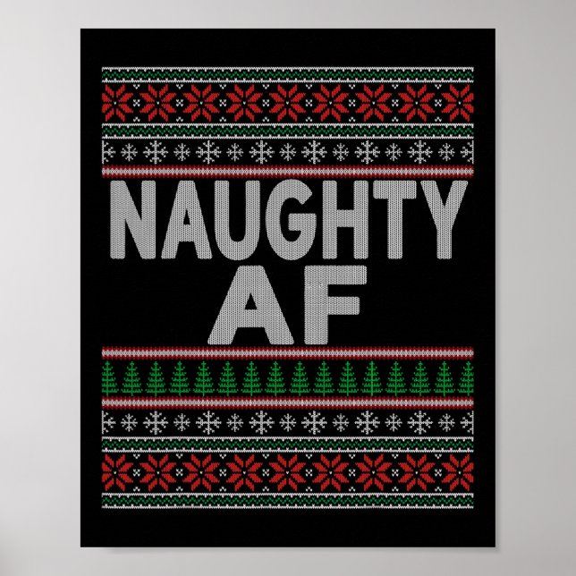 Poster Naughty Af Vilain Chandail De Noël S Pour Couples (Devant)