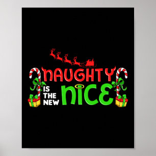 Poster Naughty Est Le Nouveau Nice Noël Père Noël Naughty