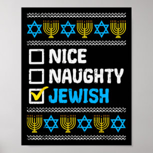 Poster Naughty Jewish Ugly Hanukkah Sweater Chanukah