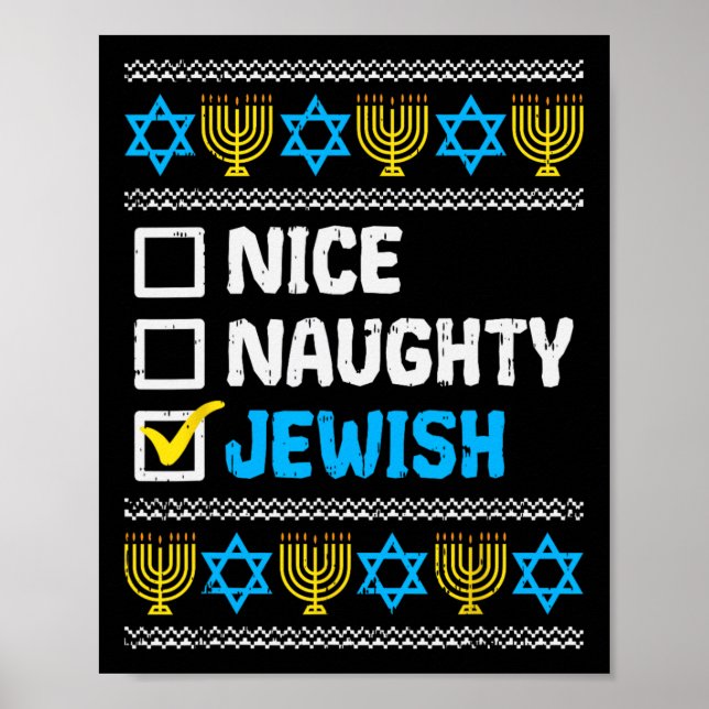 Poster Naughty Jewish Ugly Hanukkah Sweater Chanukah (Devant)