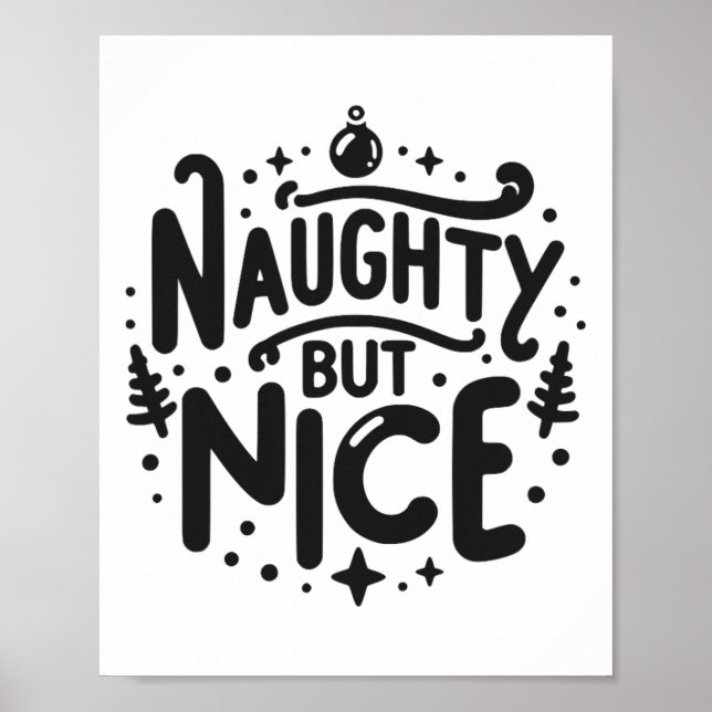 Poster Naughty Mais Nice Drôle Humour de Noël (Devant)