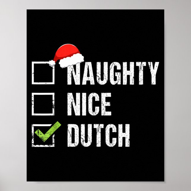 Poster Naughty Nice Dutch Shirt Netherlands Santa Christm (Devant)