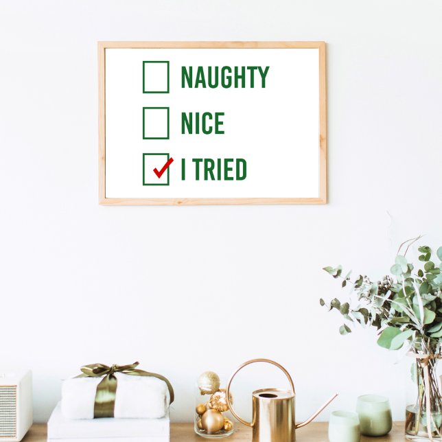Poster Naughty, Nice, J'Ai Essayé - Drôle Citation De Noë (Créateur téléchargé)