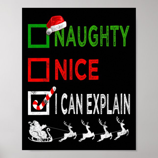 Poster Naughty Nice Je Peux Expliquer Le Pajamas De Noël  (Devant)