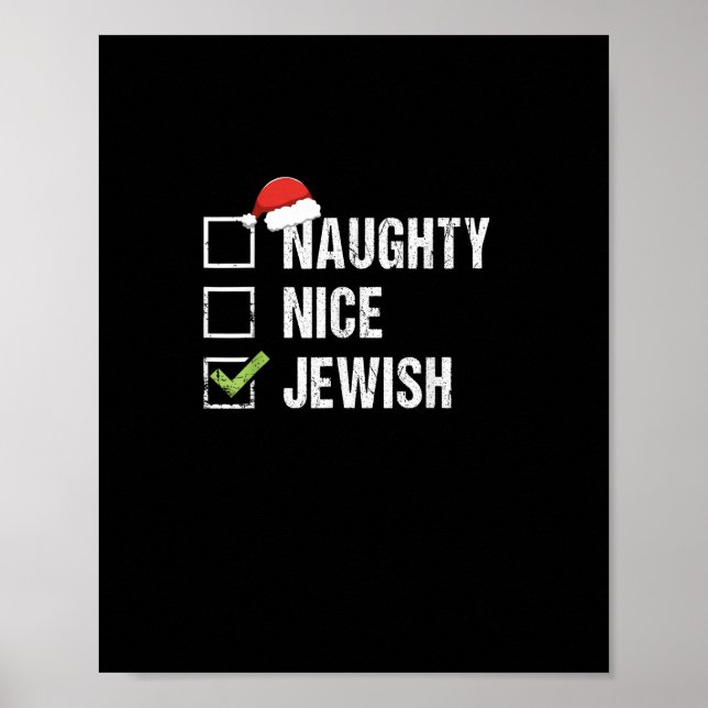 Poster Naughty Nice Jewish Santa Christmas   (Devant)