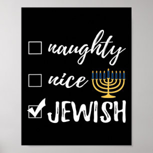 Poster Naughty Nice Juif Drôle Laid Noël Hanoukka