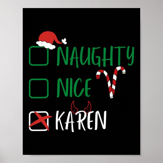 Poster Naughty Nice Karen Christmas Funny Père Noël Liste (Devant)