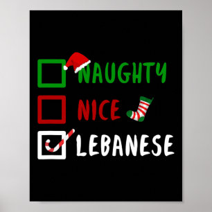 Poster Naughty Nice Libanais Drôle Liban Noël Sant