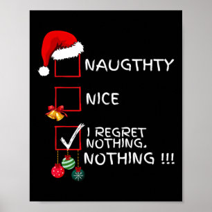 Poster Naughty Nice Liste Je Regrette Rien Noël Hommes Fe