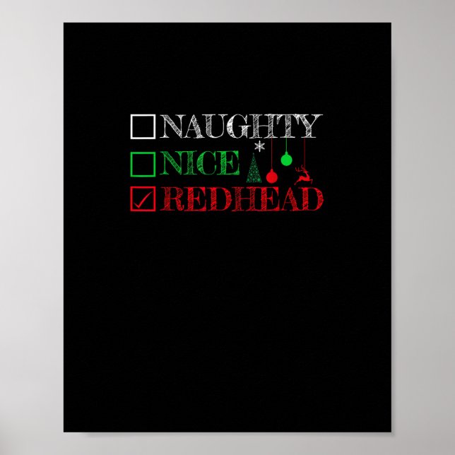 Poster Naughty Nice Redhead Christmas Funny Holiday  (Devant)