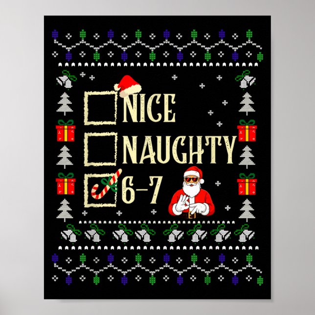 Poster Naughty Nice Six Seven Kids Ugly Christmas Sweater (Devant)
