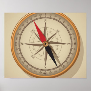 Poster Nautical Compass Steampunk