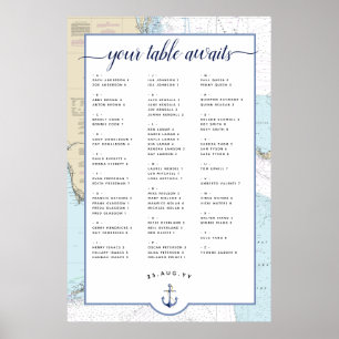 Poster #Nautical #Mariage - Carte de siège   Sud #Floride