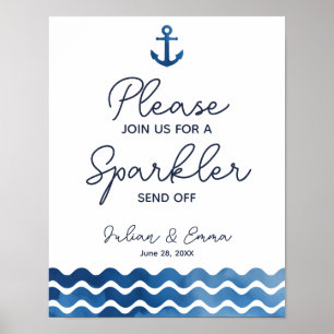 Poster Nautical Navy Blue Sparkler envoyer l'impression