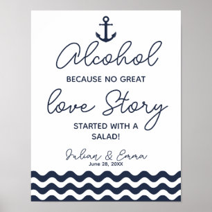 Poster Nautical Navy L'histoire d'amour de l'alcool