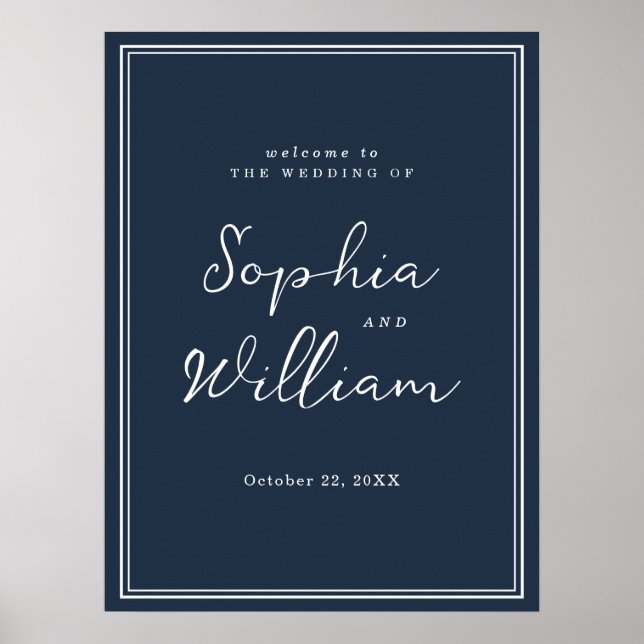 Poster Nautical Navy Wedding Welcome Sign (Devant)