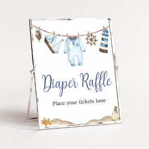 Poster Nautical Sailor Ahoy Baby shower Déchets Raffle