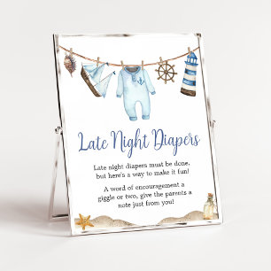 Poster Nautical Sailor Ahoy Baby shower Late Night Diaper