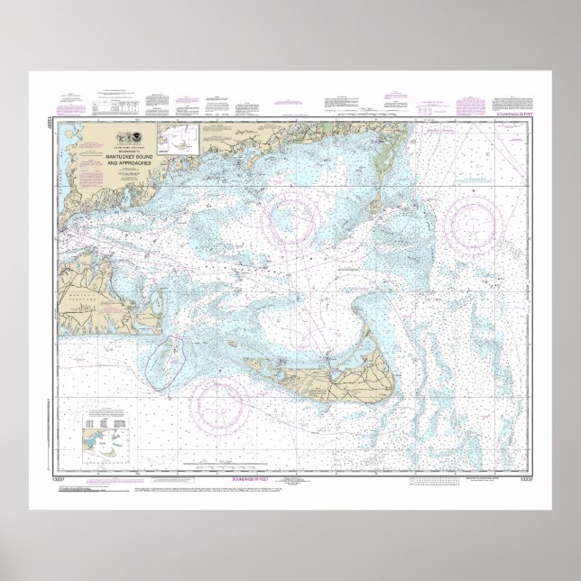 Poster Nautique du son et des approches de nantucket 1323 (Devant)