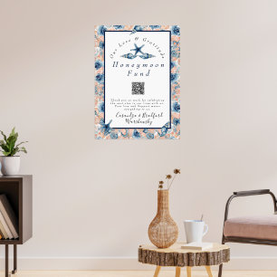 Poster Nautique Mariage Beach Seashell Rose lune de miel