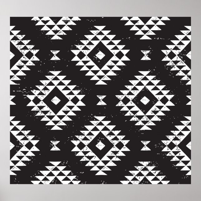 Poster Navajo Géométrique : Tribal Blanc Noir. (Devant)