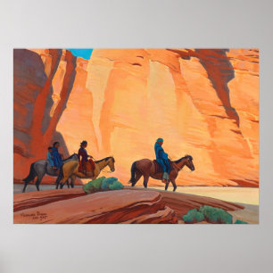 Poster Navajos dans un canyon par Maynard Dixon