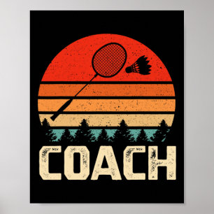 Poster Navette de raquette de Badminton rétro