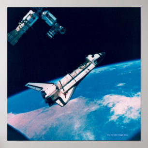 Poster Navette spatiale et station en orbite