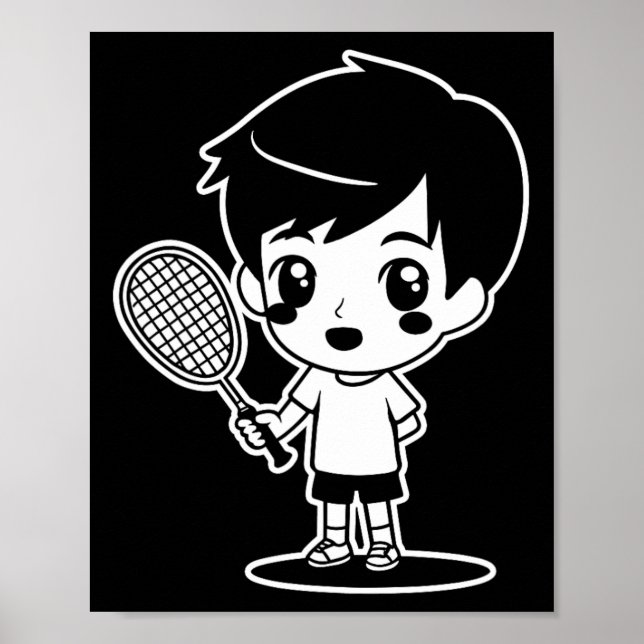 Poster Navette sport Badminton Cartoon Racquet pour enfan (Devant)