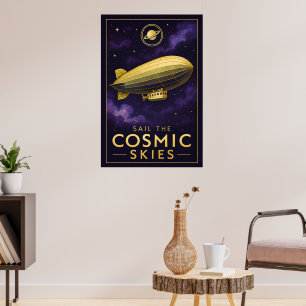 Poster Naviguer sur les cieux cosmiques - Retro Space Air