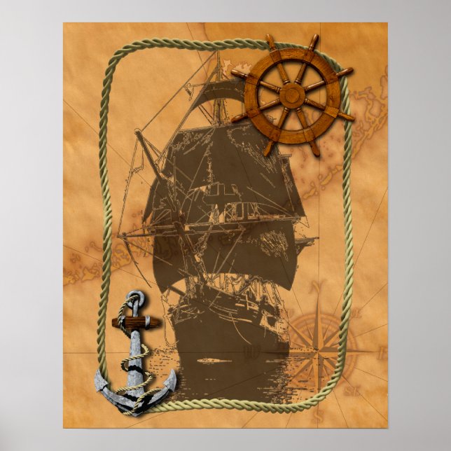 Poster Navire à voile historique (Devant)
